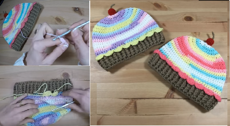 crochet cupcake beanie tutorial
