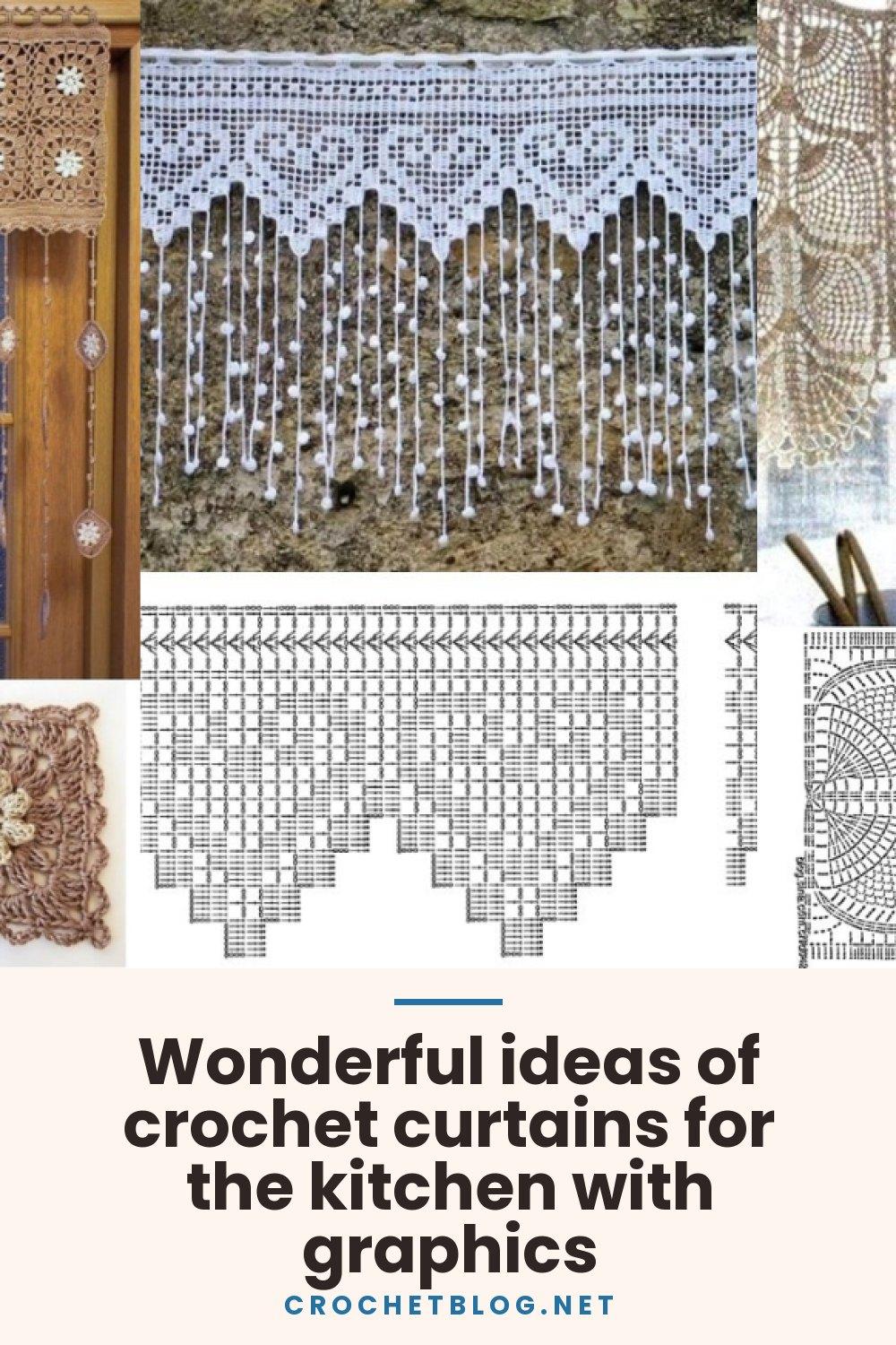 Wonderful ideas of crochet curtains for the kitchen with graphics