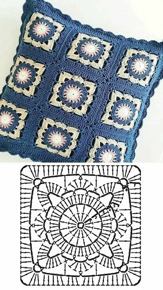 crochet cushion cover with flowers 8