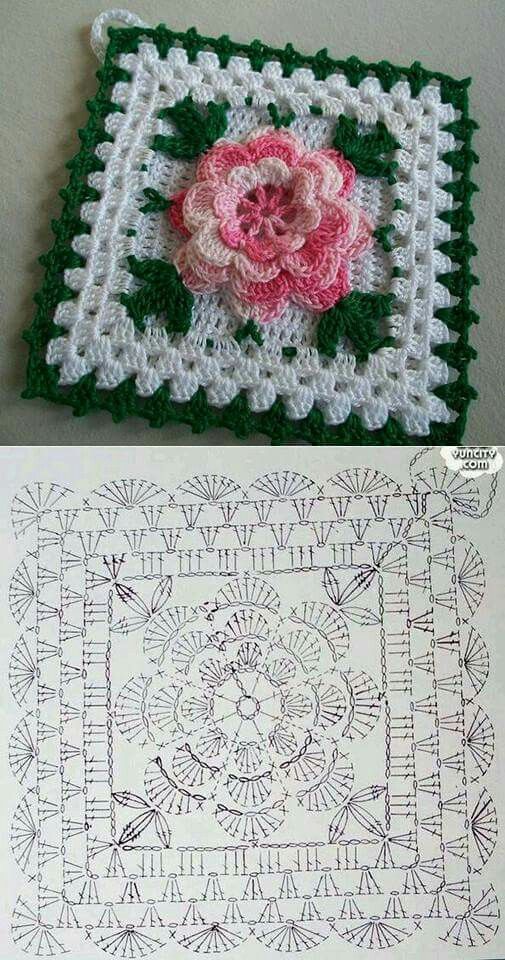 crochet cushion cover with flowers 9