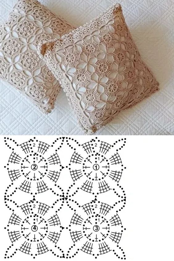 crochet cushions with flowers 1