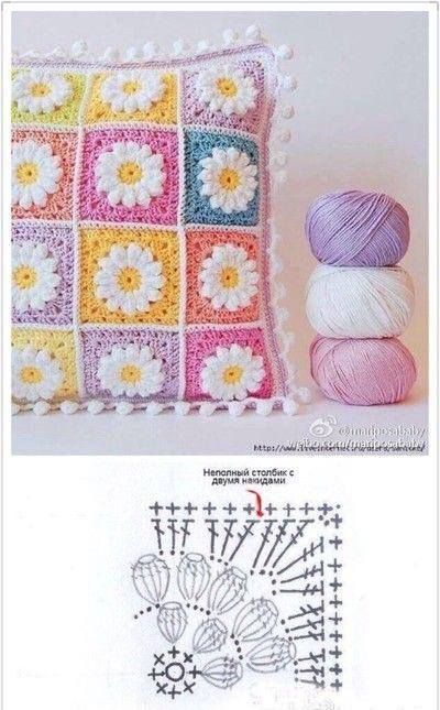 crochet cushions with flowers 7