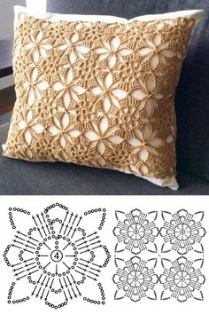 crochet cushions with flowers