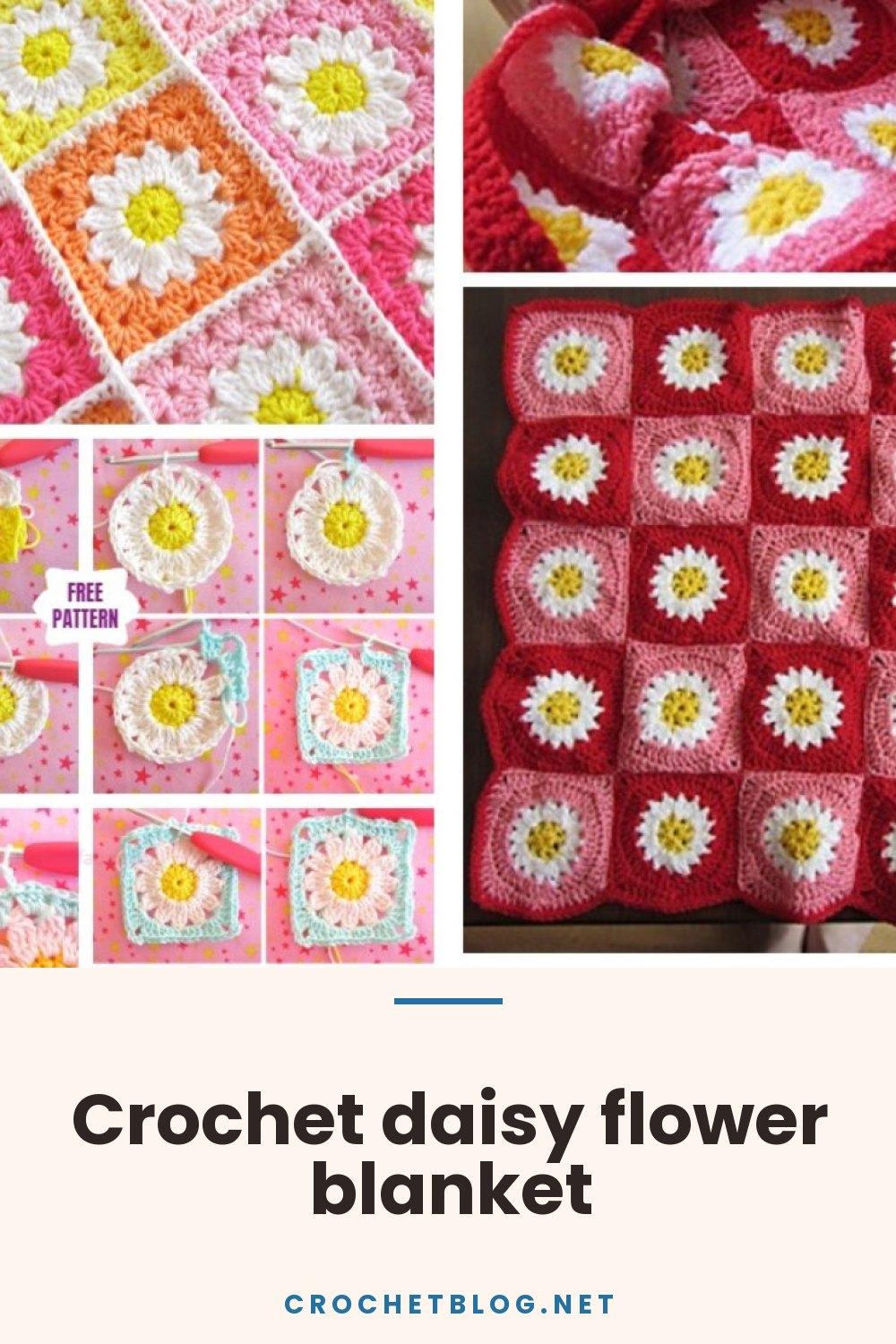 Crochet daisy flower blanket