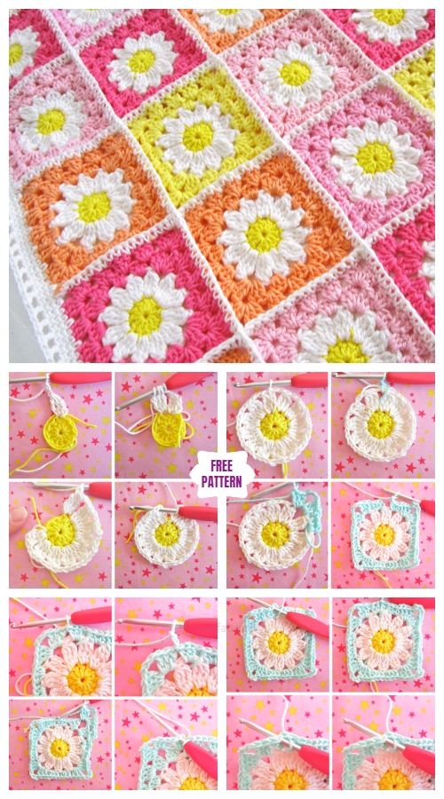 crochet daisy flower blanket
