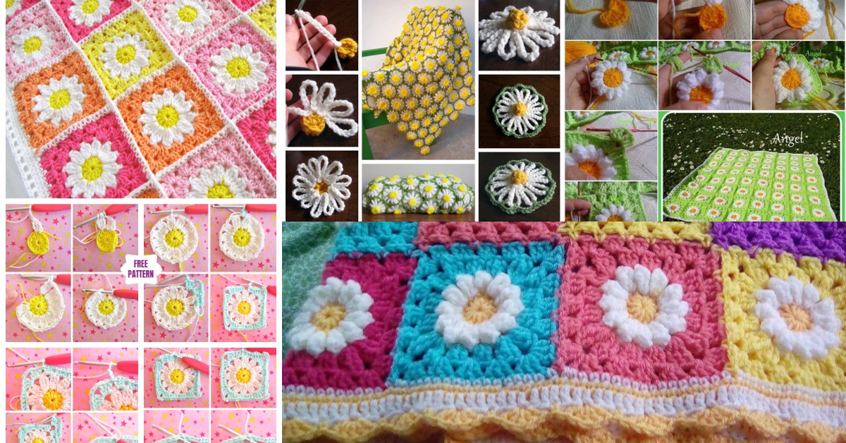 crochet daisy flower blanket