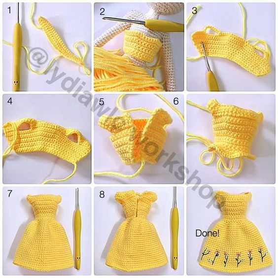 How To Crochet Doll Dress (Step By Step)