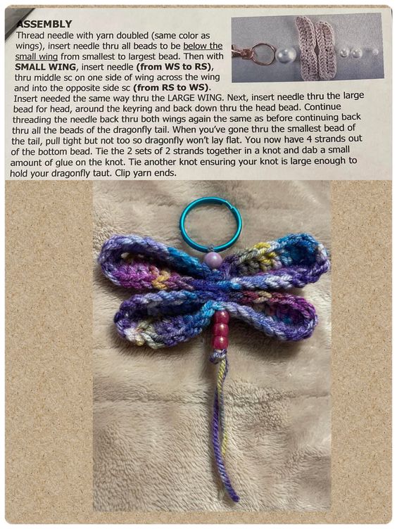 crochet dragonfly keychain 1
