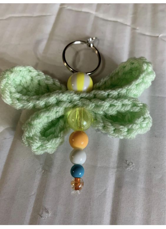crochet dragonfly keychain 4
