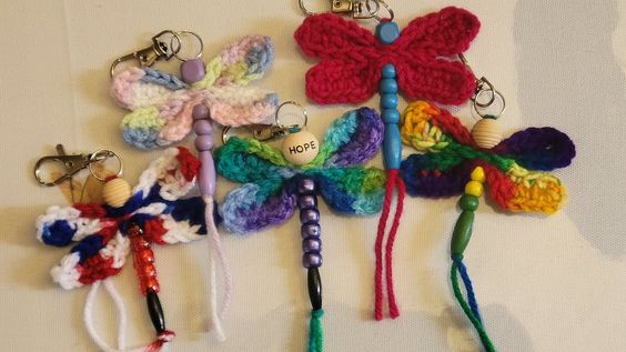 crochet dragonfly keychain 6