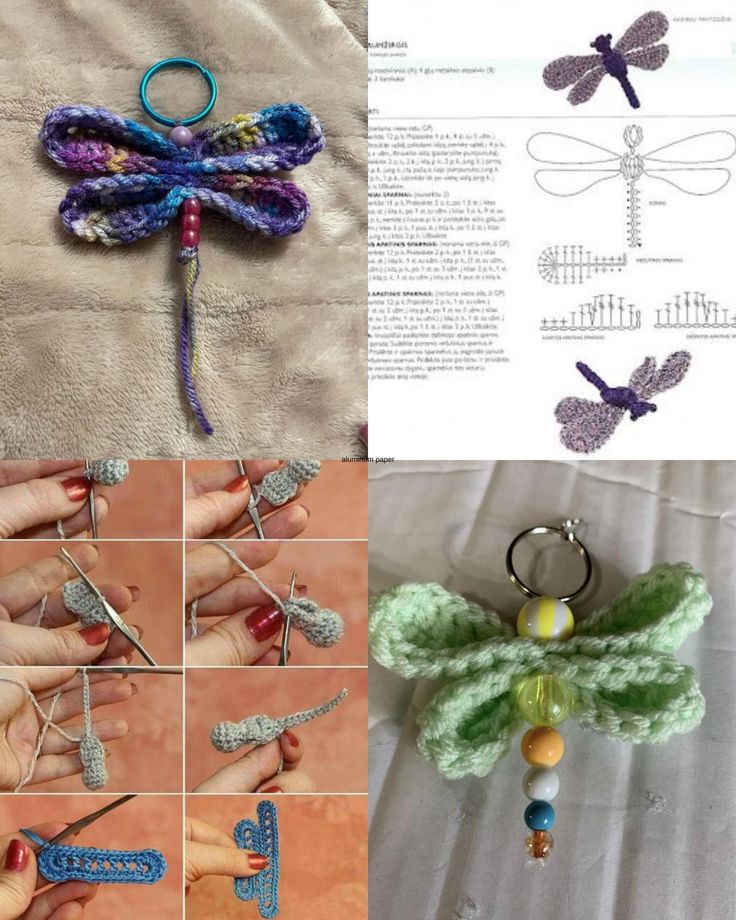 crochet dragonfly keychain 8