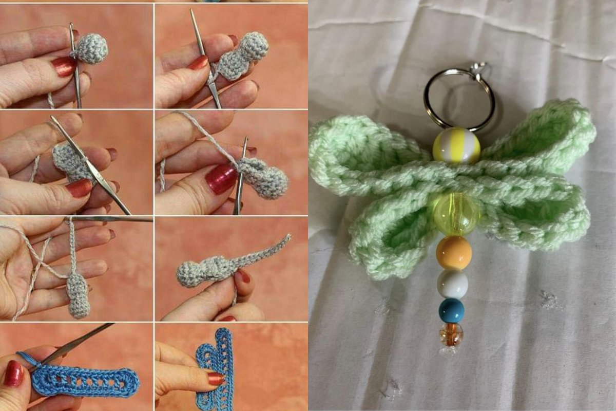 crochet dragonfly keychain