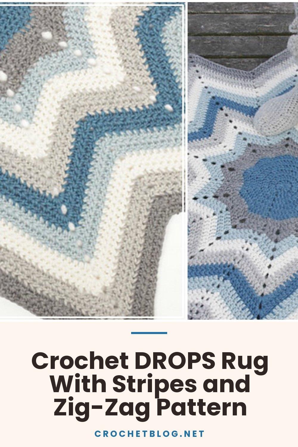 Crochet DROPS Rug With Stripes and Zig-Zag Pattern