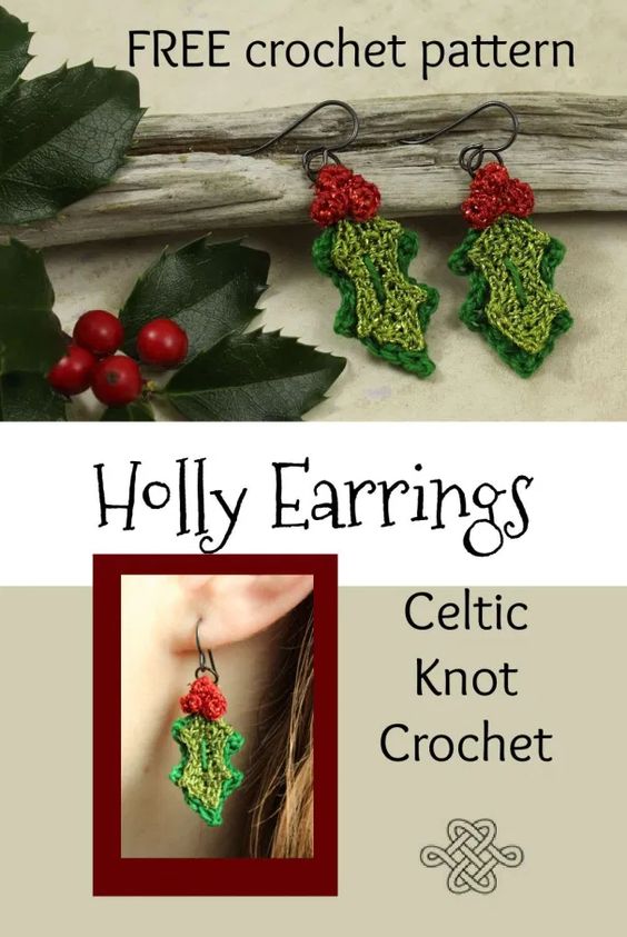 crochet earrings for christmas patterns 1