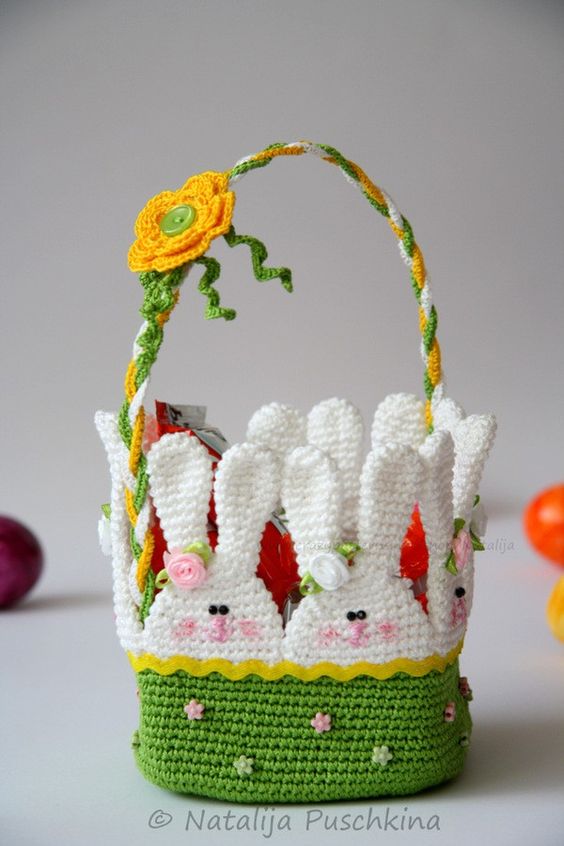 crochet easter bunny basket tutorial 9