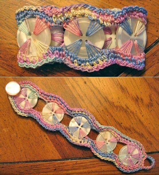 crochet easy buttons bracelet 2