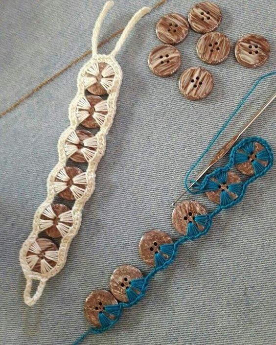 crochet easy buttons bracelet 6
