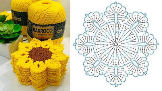 crochet easy sunflower coaster 2