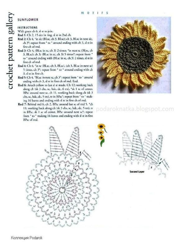 crochet easy sunflower coaster 5