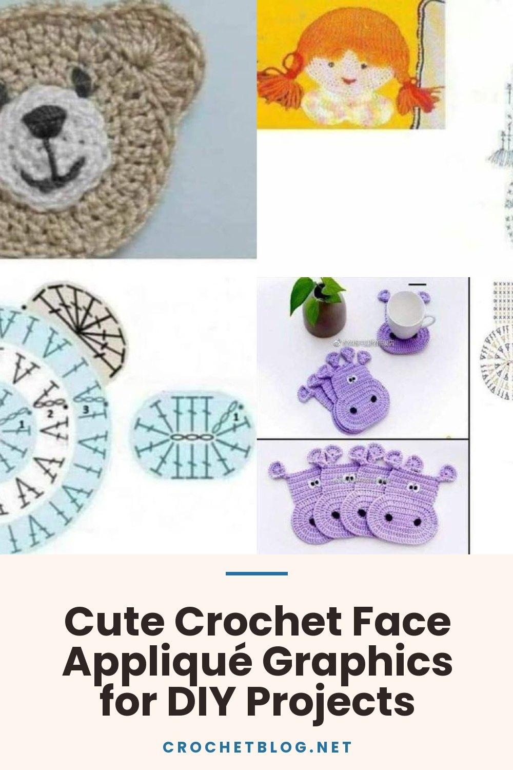Cute Crochet Face Appliqué Graphics for DIY Projects