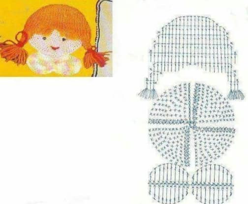 crochet face applique graphics