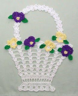 crochet flower basket for applique 6