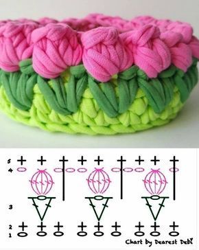 crochet flower basket tutorial 2