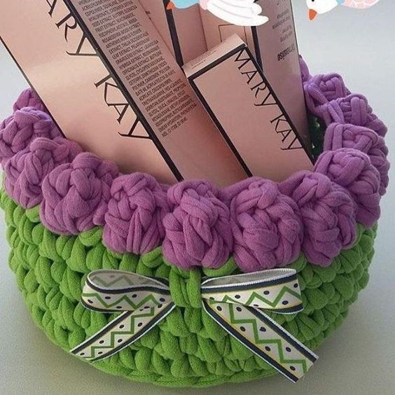 crochet flower basket tutorial 3
