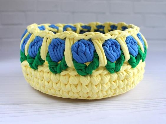 crochet flower basket tutorial 4
