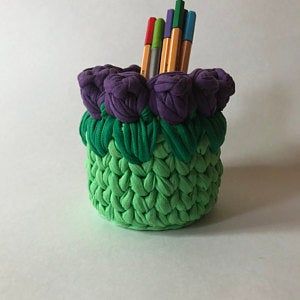 crochet flower basket tutorial 5