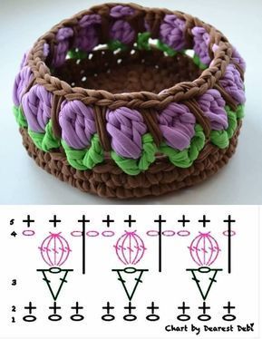 crochet flower basket tutorial 6