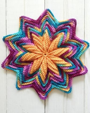 crochet flower hot pad