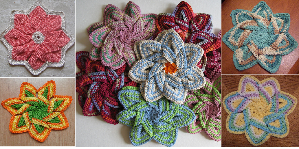 crochet flower hot pad