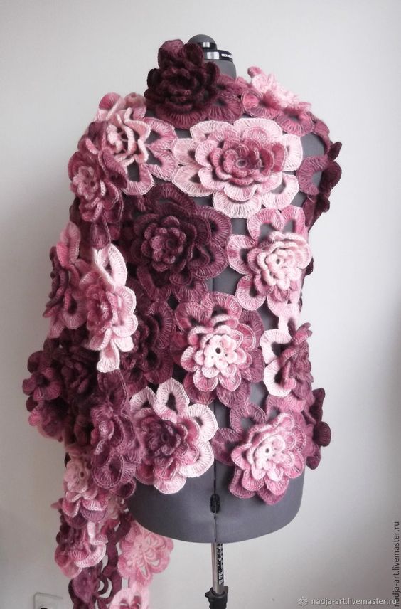 crochet flower scarf 1