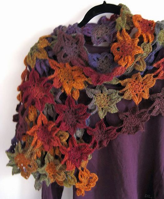 crochet flower scarf 5