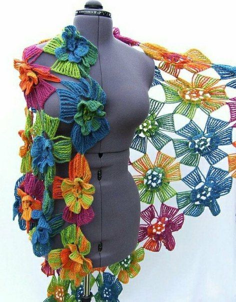 crochet flower scarf 8