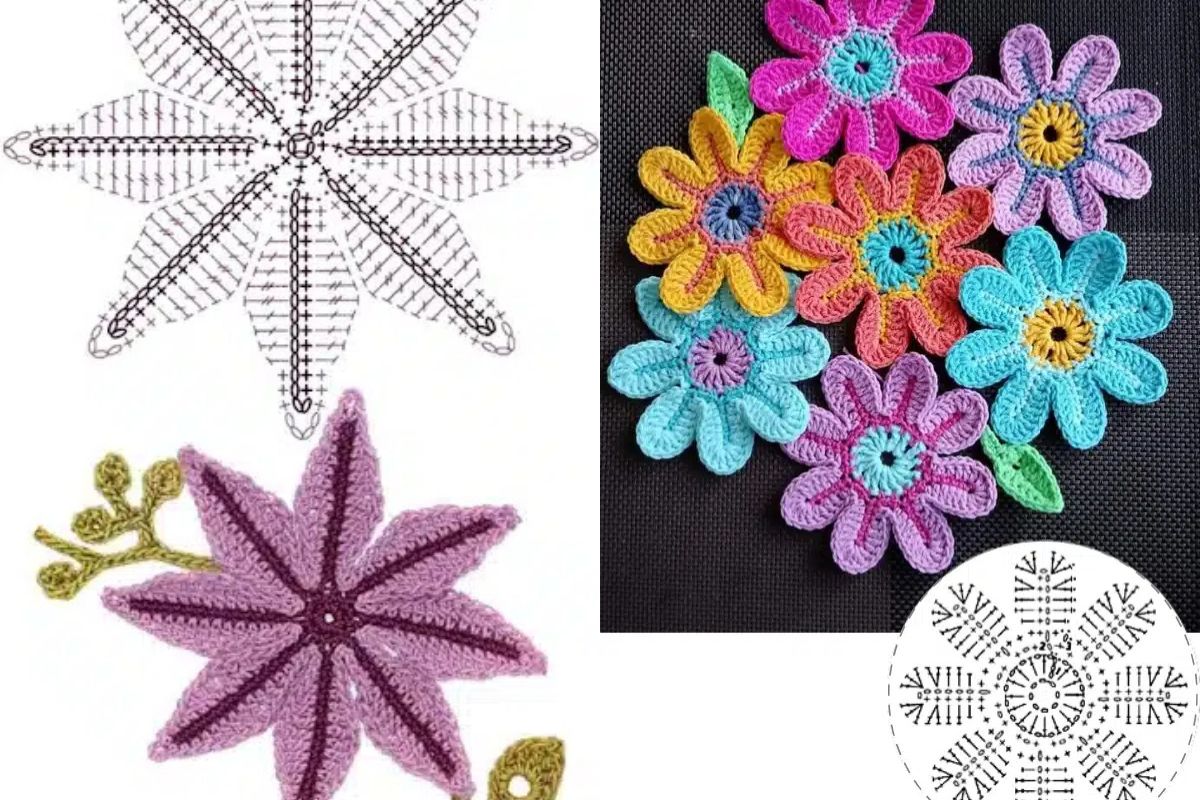 crochet flowers with graphics