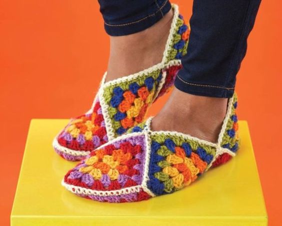 crochet granny square slippers patterns 1