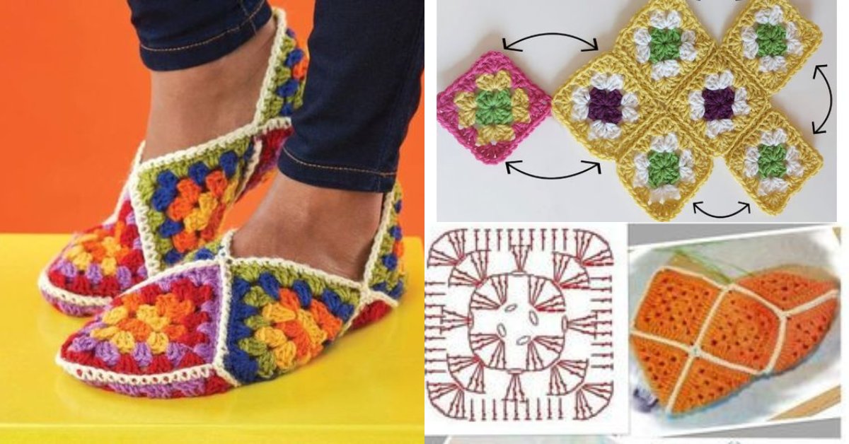 Crochet Granny Square Slippers Patterns