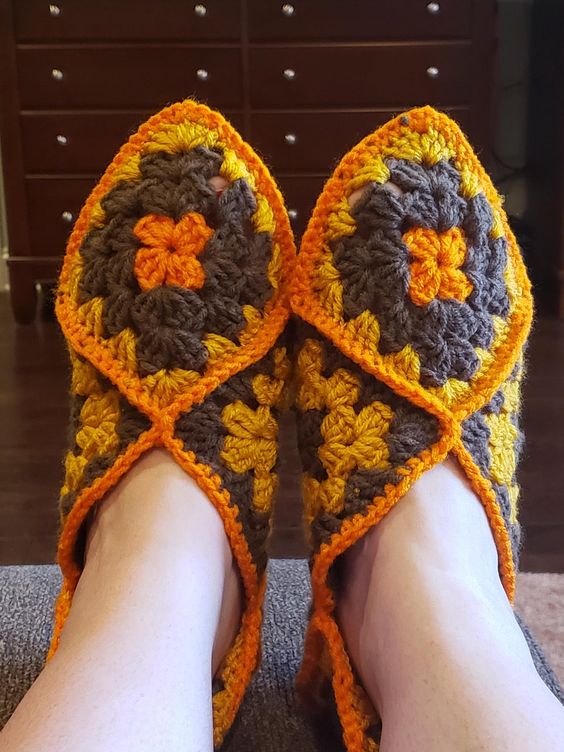 crochet granny square slippers patterns 3