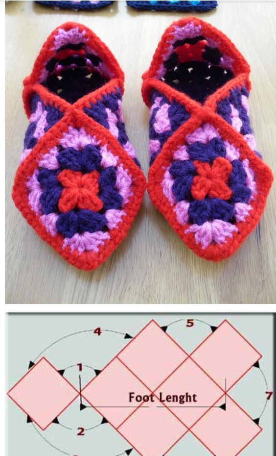 crochet granny square slippers patterns 4