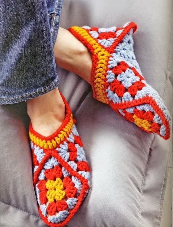 crochet granny square slippers patterns 5