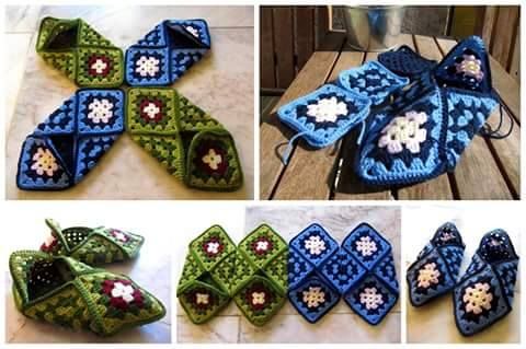 crochet granny square slippers patterns 6