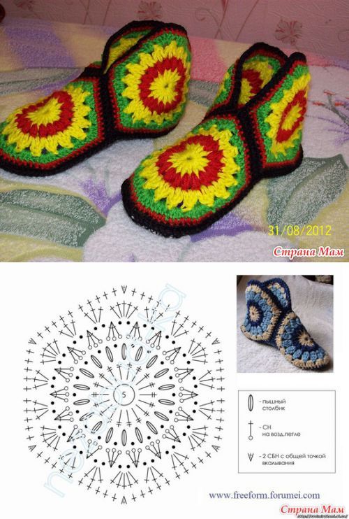 crochet granny square slippers patterns 7