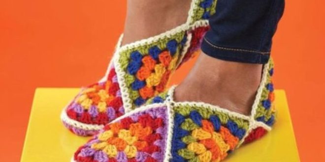 crochet granny square slippers patterns 8
