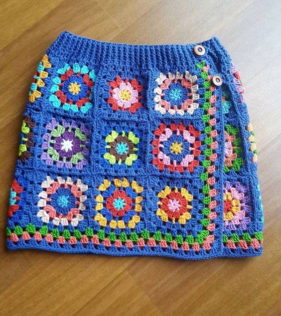 crochet granny squares skirt