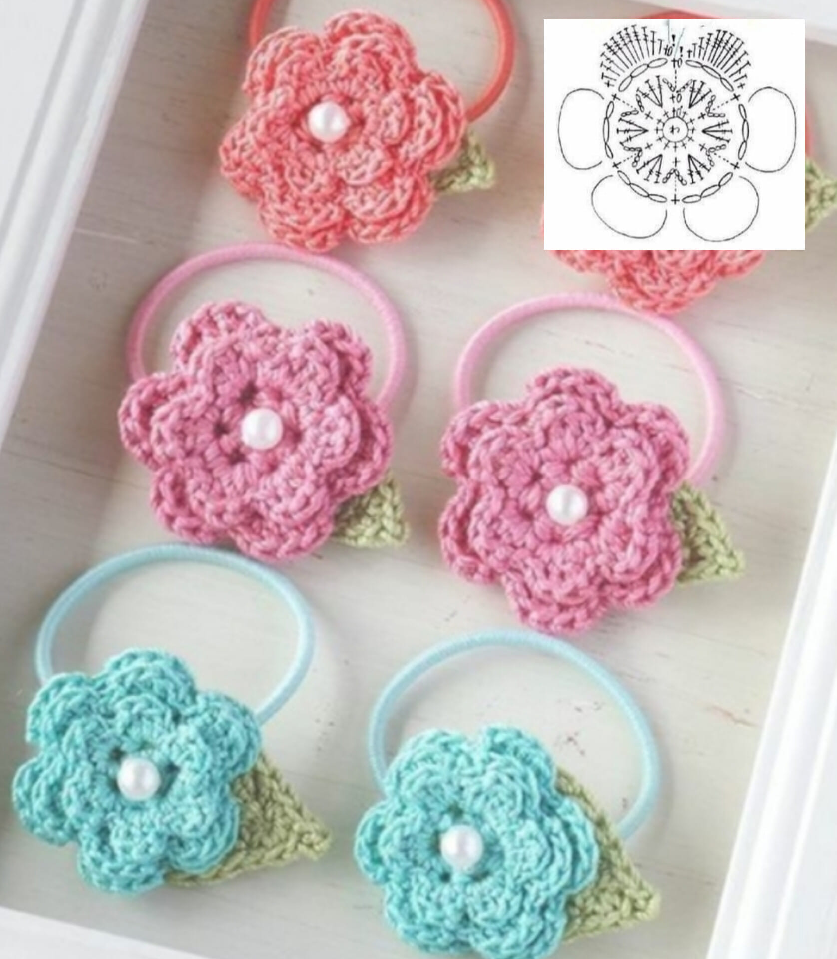 crochet hair tie with graphics 8
