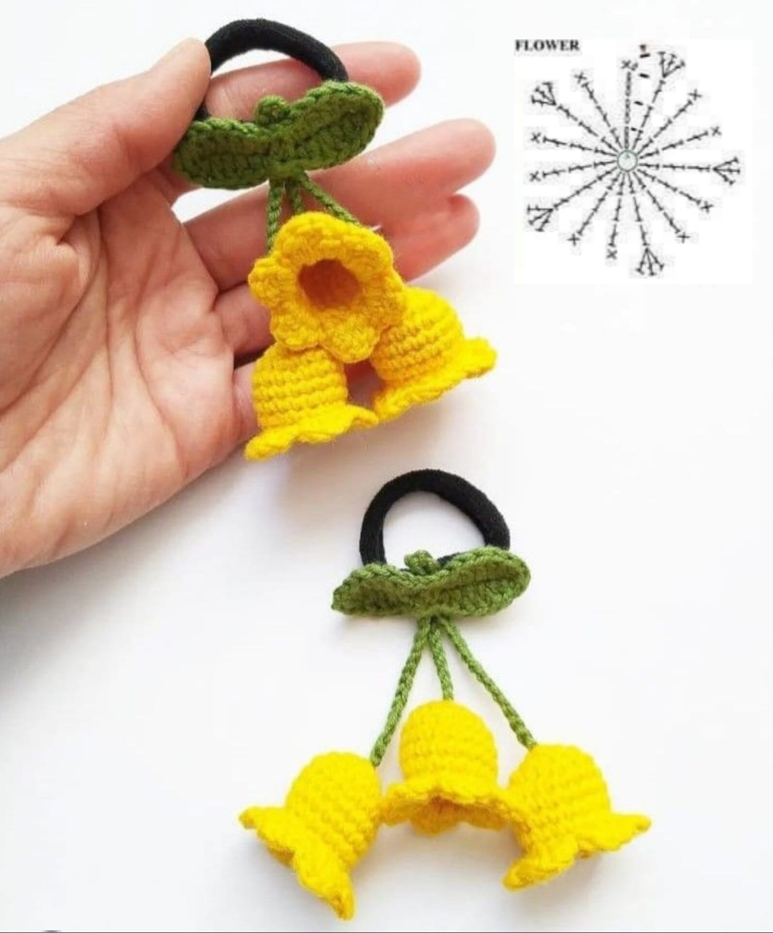 crochet hair tie with graphics 9