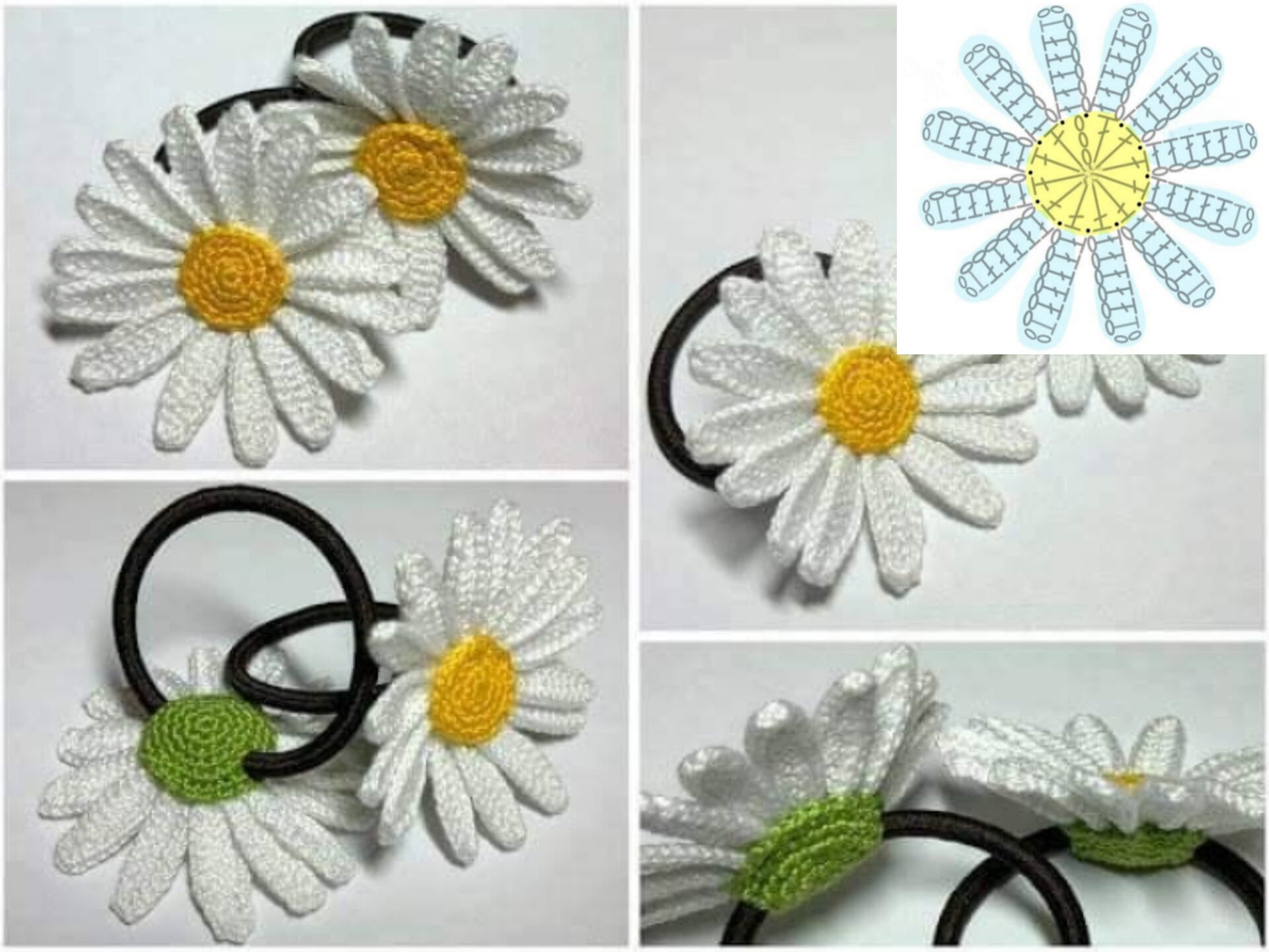 crochet hair tie with graphics