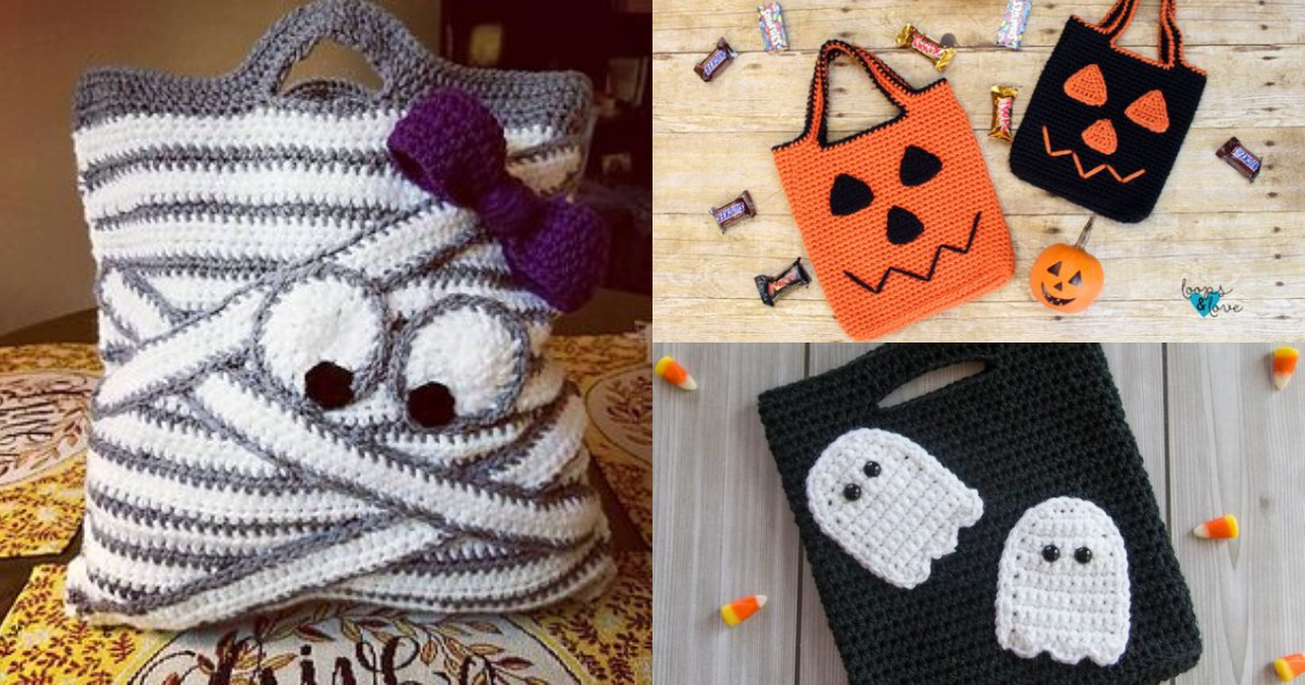 crochet halloween trick or treat bags